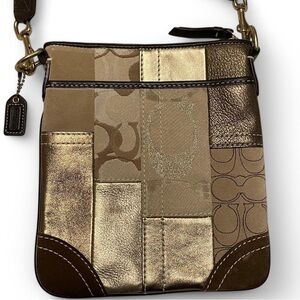 Coach Metallic Gold and Brown Crossbody Bag